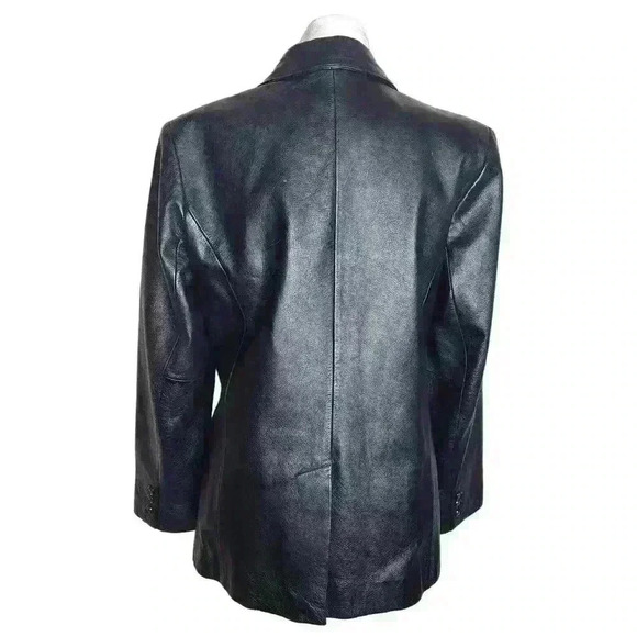 Jacqueline Ferrar vintage 100% leather black jacket size petite small - Picture 2 of 10